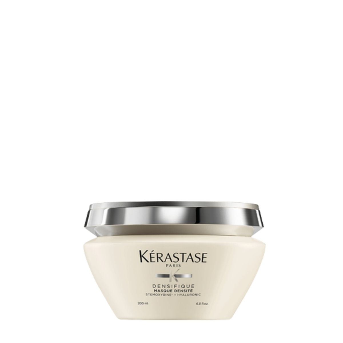 Kérastase Densifique hair mask jar — densifying formula that strengthens hair and adds fullness for thicker-looking strands.