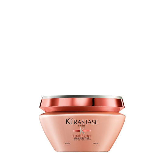 Kérastase Discipline hair mask jar — smooths frizz, nourishes, and softens hair for sleek, manageable strands.