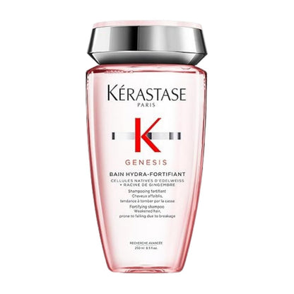 Kérastase Genesis Hydra-Fortifiant shampoo bottle — strengthens hair while reducing breakage and promoting healthy scalp.
