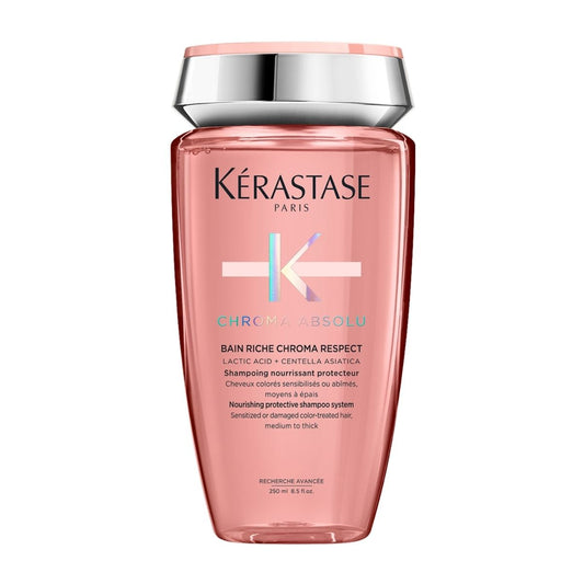 Kérastase Riche Chroma Absolu shampoo bottle — protects color-treated hair while adding shine and softness.