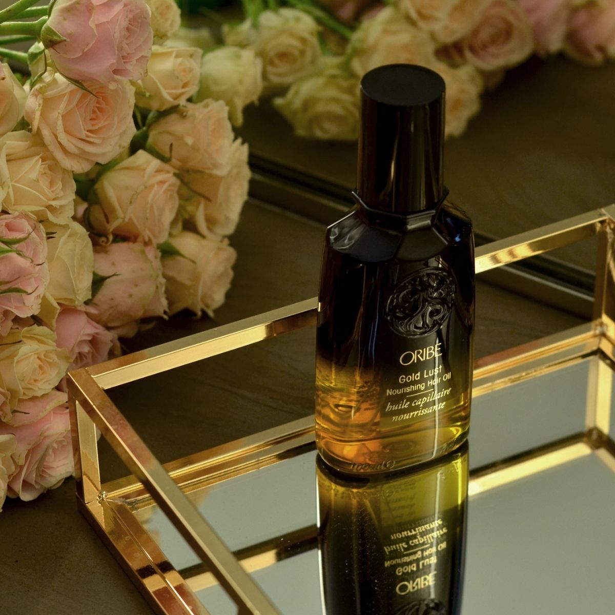 Oribe Gold Lust Hair Oil – Luxury Hair Treatment for Shiny, Soft Hair in Elegant Tray Setting